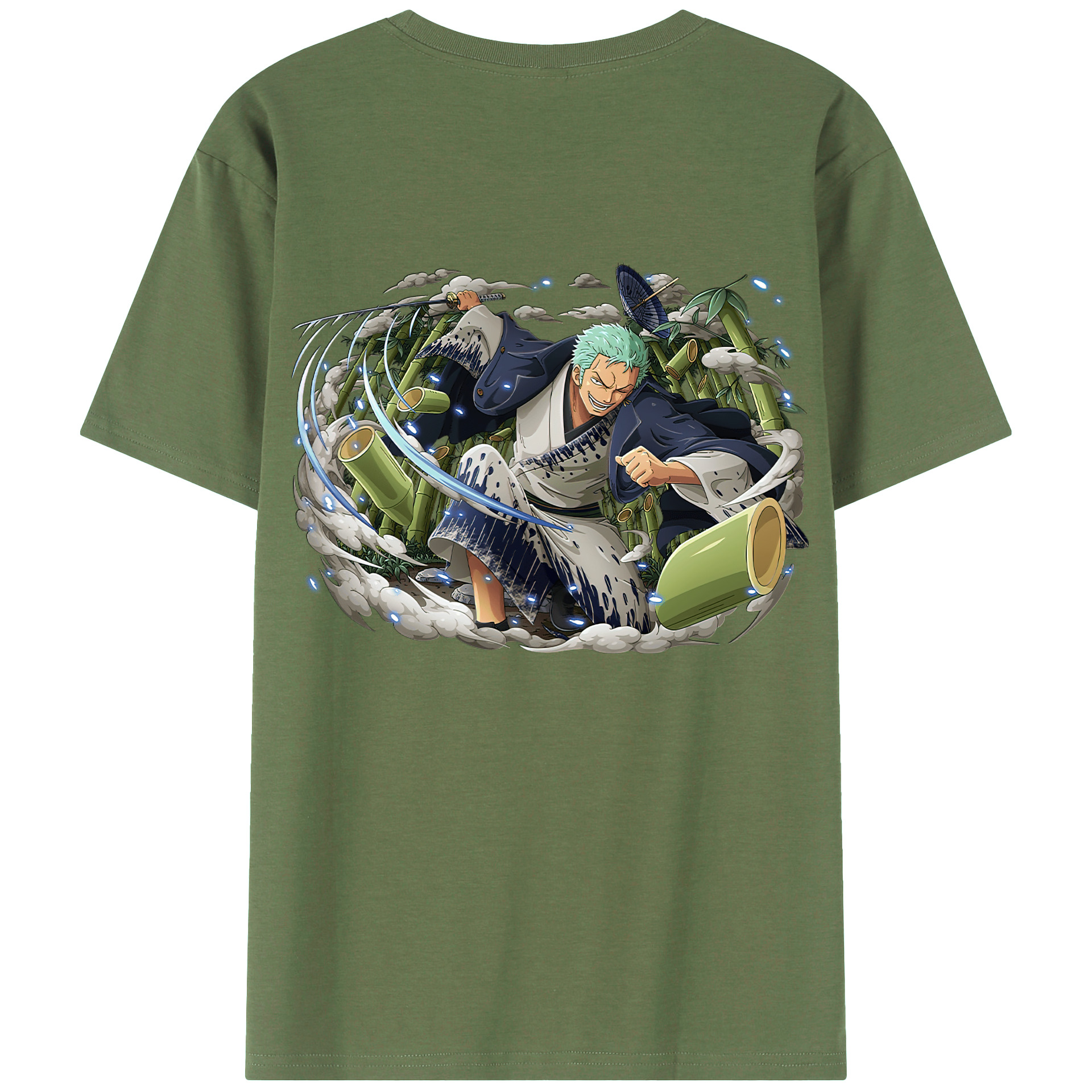 ワンピース ロロノア・ゾロ ONE PIECE Roronoa Zoro 綿100％ メンズ半袖Tシャツ（バックプリント） 通気性